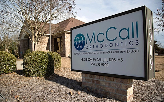 Front Of The Office Sign At McCall Orthodontics